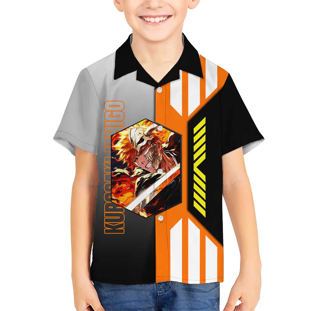 Ichigo Kurosaki from Bleach Kid Hawaiian Shirt with Sword and Battle Ready Pose Design - The Mazicc