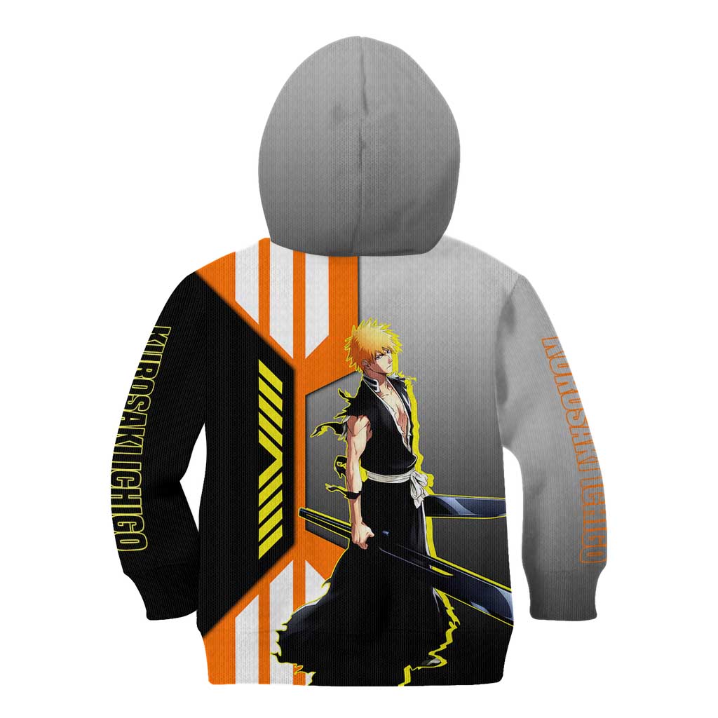 Ichigo Kurosaki from Bleach Kid Hoodie with Sword and Battle Ready Pose Design - The Mazicc