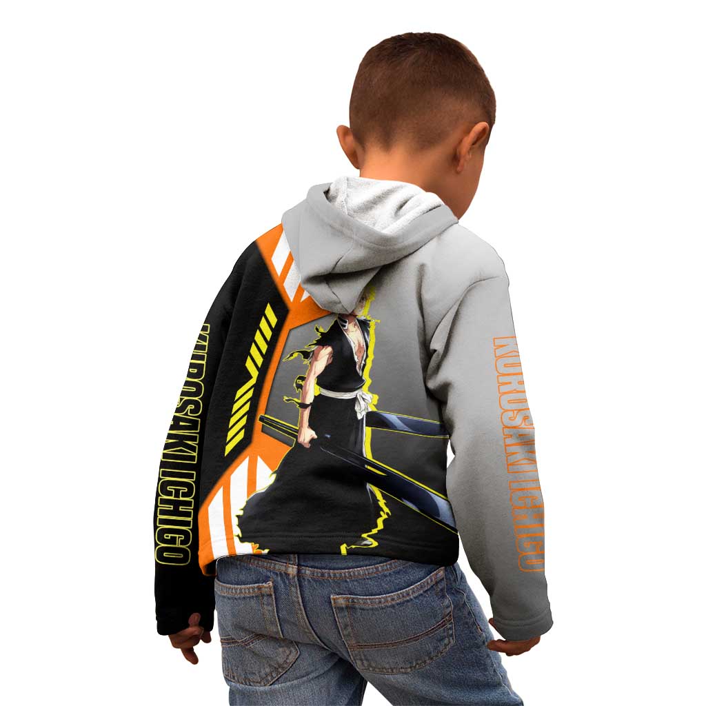 Ichigo Kurosaki from Bleach Kid Hoodie with Sword and Battle Ready Pose Design - The Mazicc