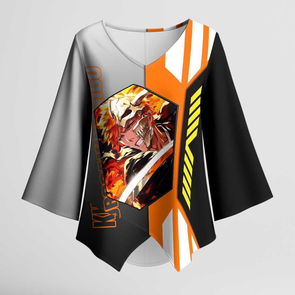 Ichigo Kurosaki from Bleach Kimono Sleeve Blouse with Sword and Battle Ready Pose Design - The Mazicc