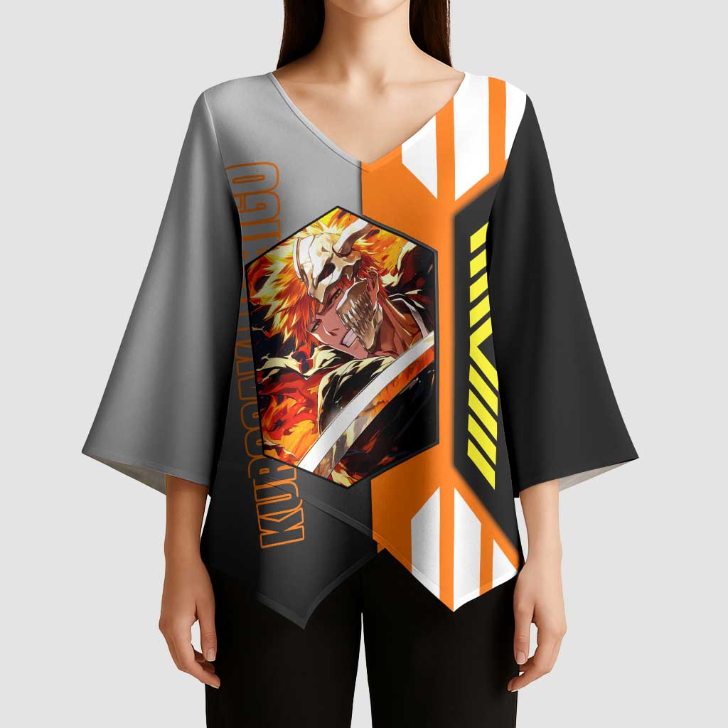 Ichigo Kurosaki from Bleach Kimono Sleeve Blouse with Sword and Battle Ready Pose Design - The Mazicc