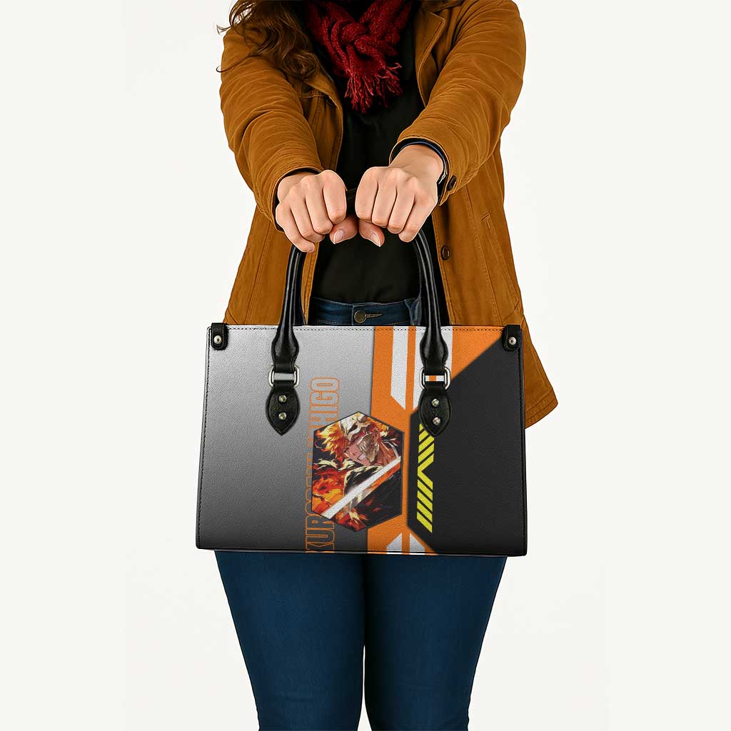 Ichigo Kurosaki from Bleach Leather Bag with Sword and Battle Ready Pose Design - The Mazicc