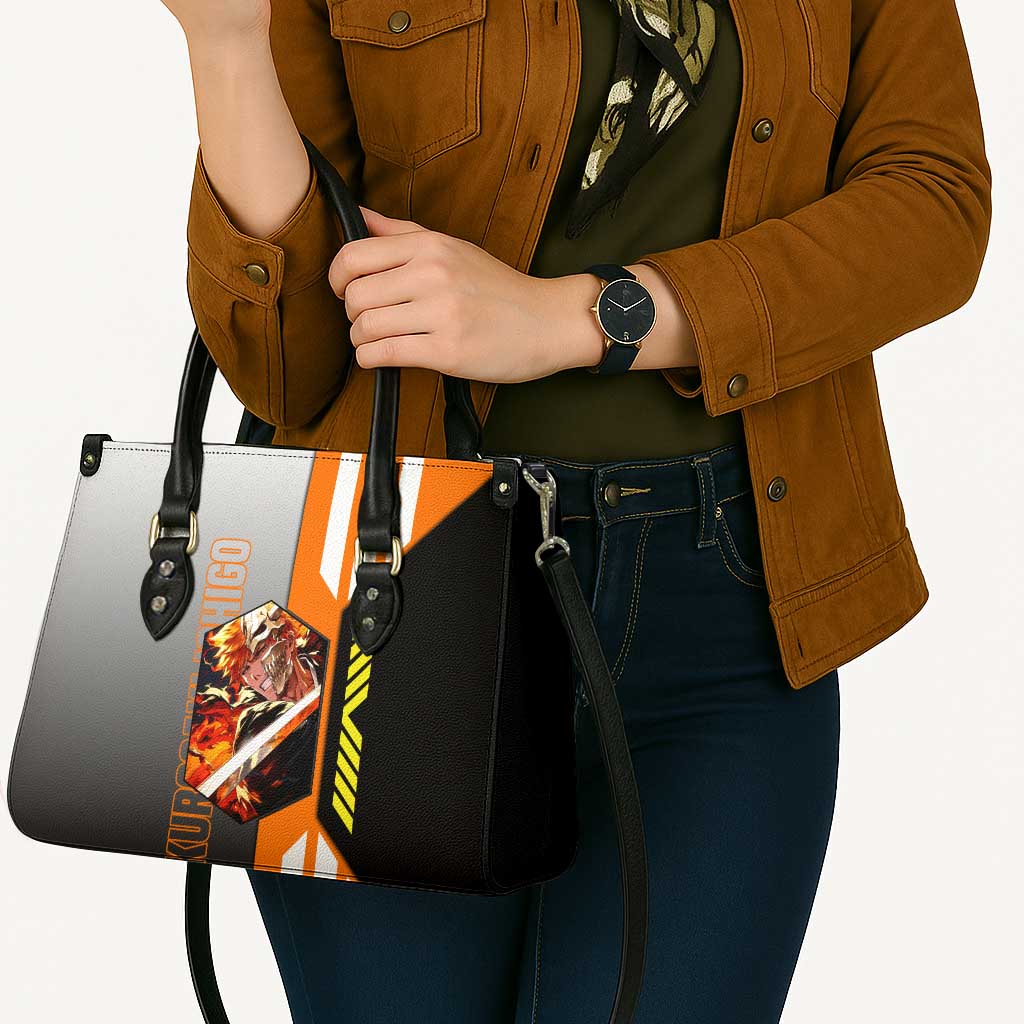 Ichigo Kurosaki from Bleach Leather Bag with Sword and Battle Ready Pose Design - The Mazicc