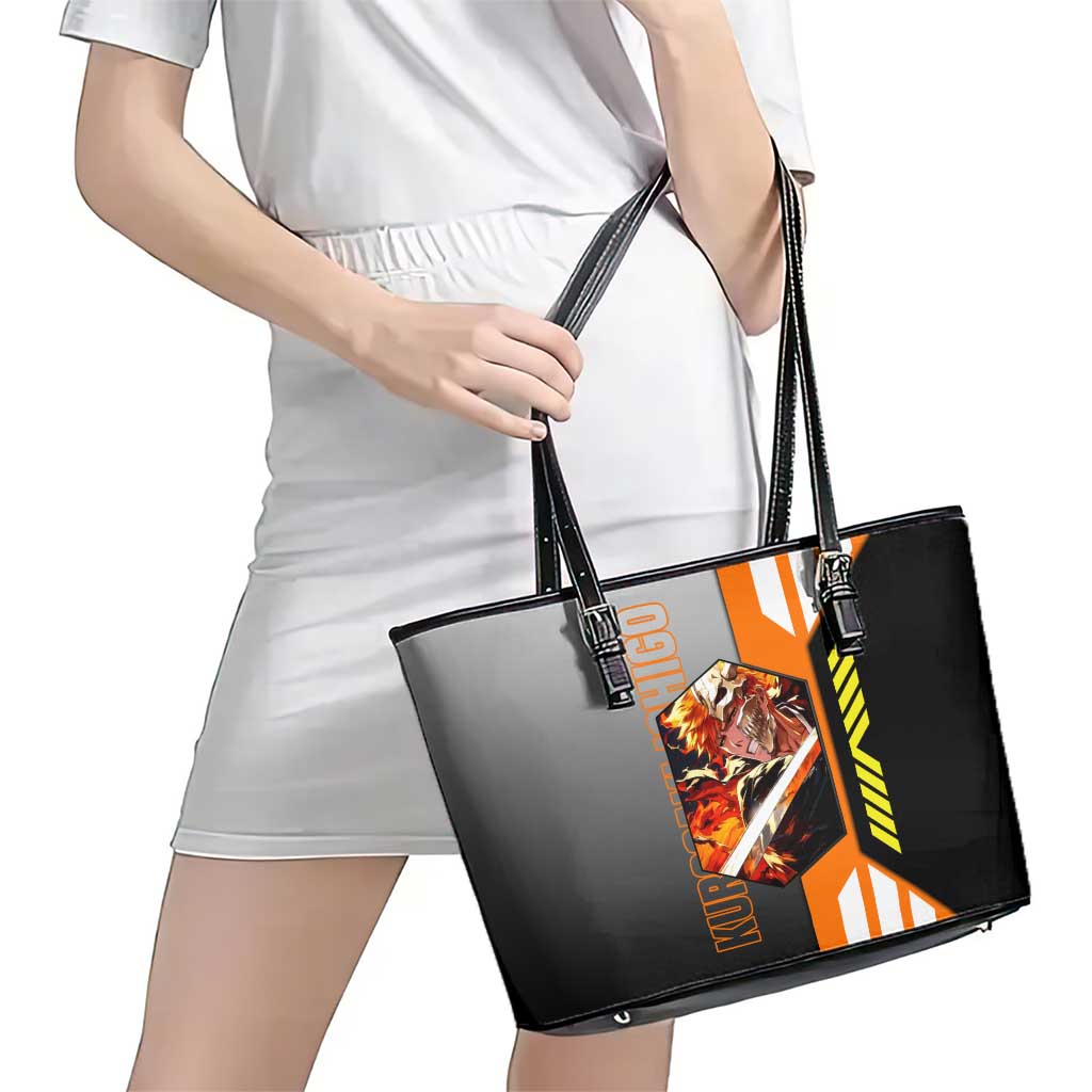 Ichigo Kurosaki from Bleach Leather Tote Bag with Sword and Battle Ready Pose Design - The Mazicc