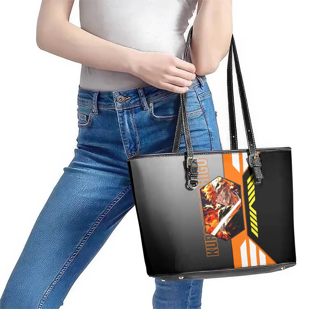 Ichigo Kurosaki from Bleach Leather Tote Bag with Sword and Battle Ready Pose Design - The Mazicc