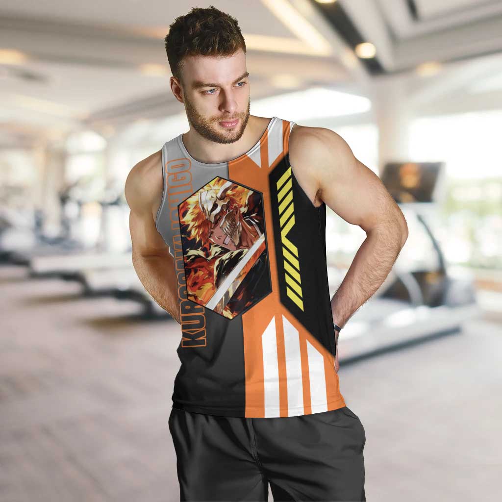 Ichigo Kurosaki from Bleach Men Tank Top with Sword and Battle Ready Pose Design - The Mazicc