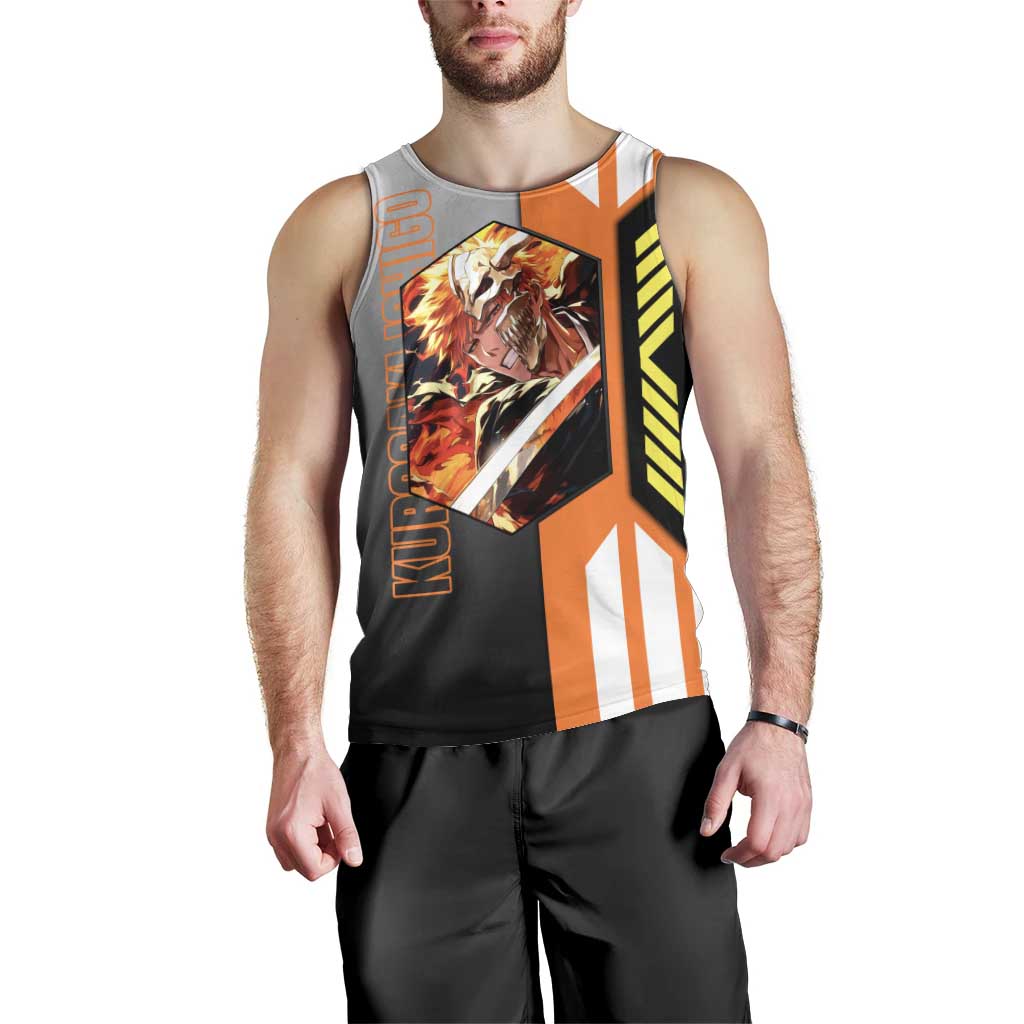 Ichigo Kurosaki from Bleach Men Tank Top with Sword and Battle Ready Pose Design - The Mazicc