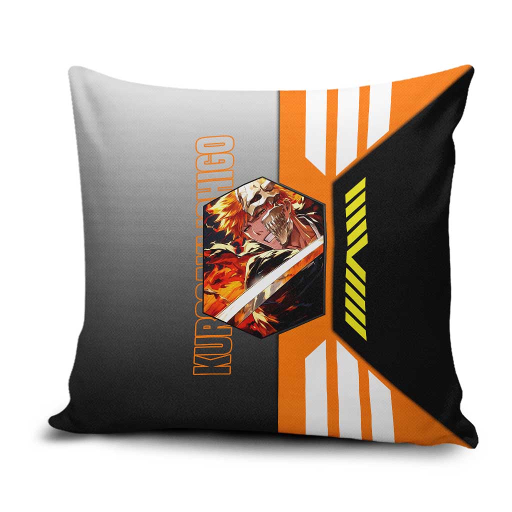 Ichigo Kurosaki from Bleach Pillow Cover with Sword and Battle Ready Pose Design - The Mazicc