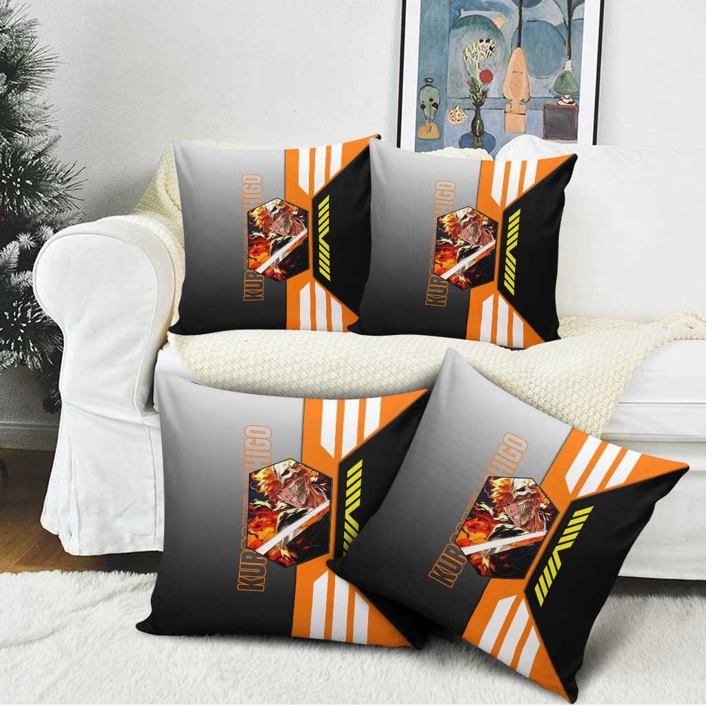 Ichigo Kurosaki from Bleach Pillow Cover with Sword and Battle Ready Pose Design - The Mazicc