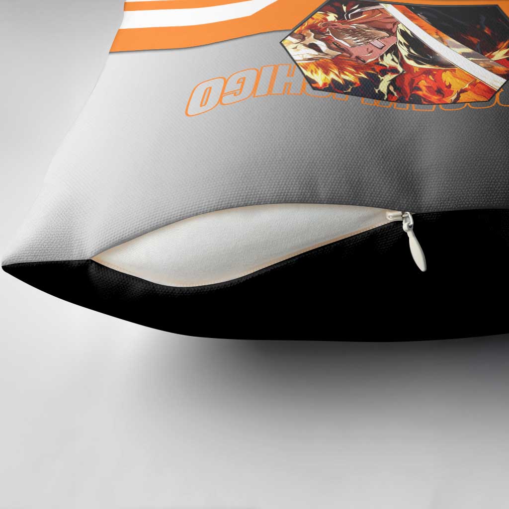 Ichigo Kurosaki from Bleach Pillow Cover with Sword and Battle Ready Pose Design - The Mazicc