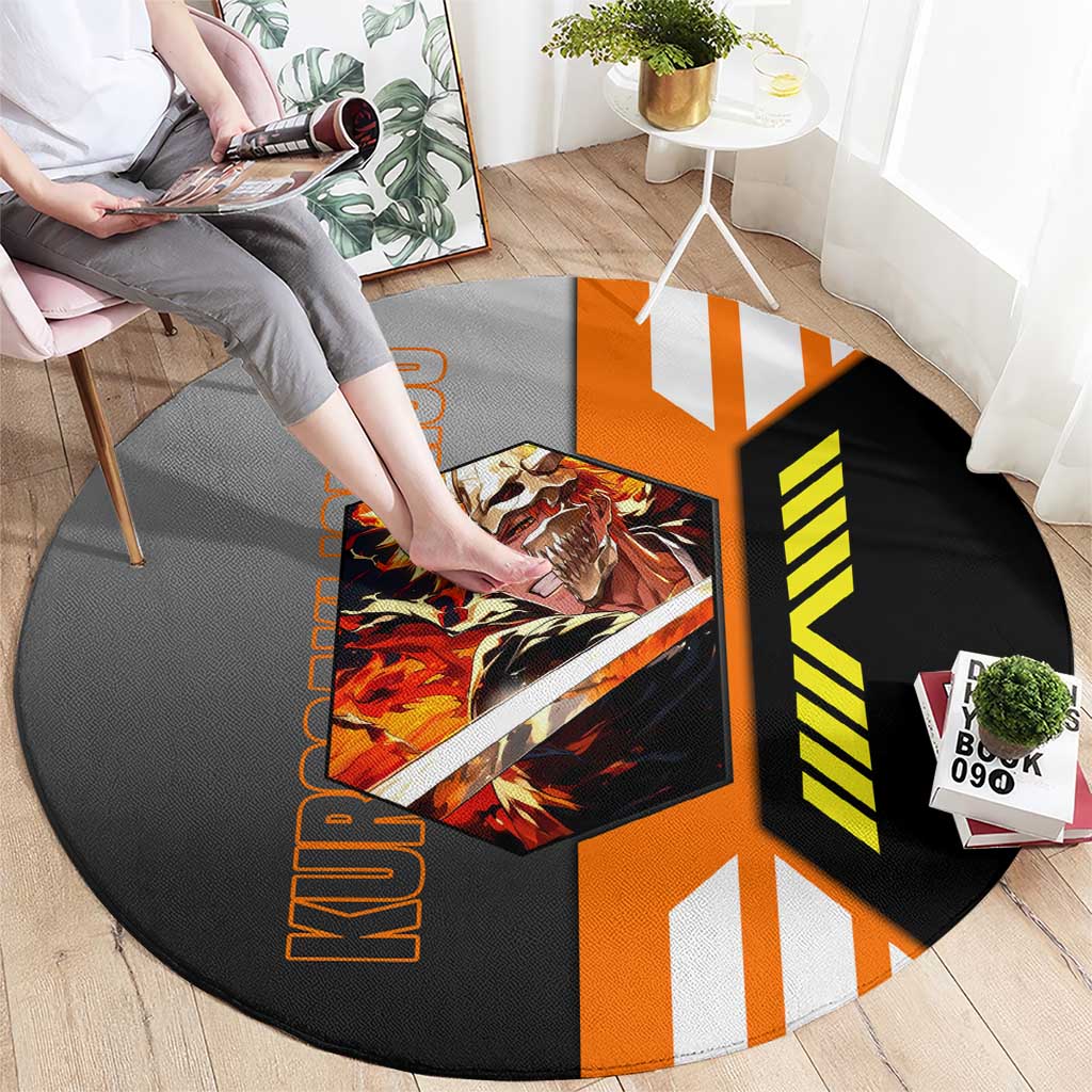 Ichigo Kurosaki from Bleach Round Carpet with Sword and Battle Ready Pose Design - The Mazicc