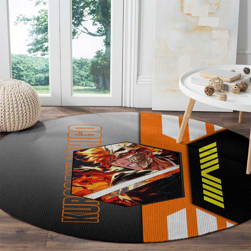Ichigo Kurosaki from Bleach Round Carpet with Sword and Battle Ready Pose Design - The Mazicc