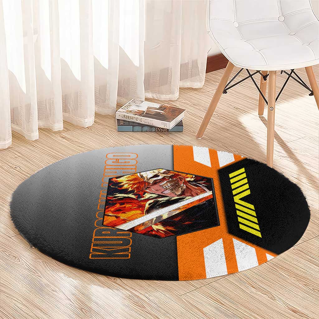 Ichigo Kurosaki from Bleach Round Carpet with Sword and Battle Ready Pose Design - The Mazicc