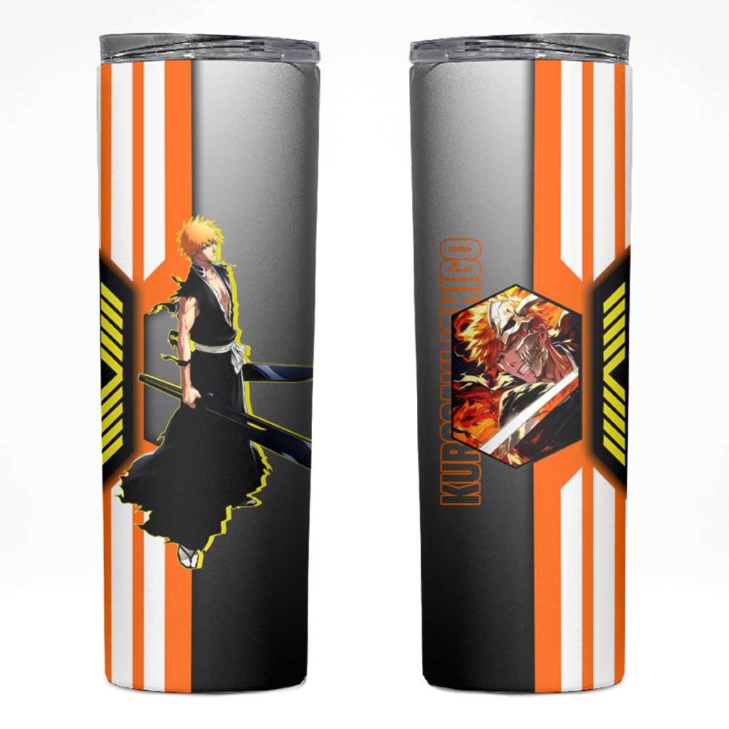 Ichigo Kurosaki from Bleach Skinny Tumbler with Sword and Battle Ready Pose Design - The Mazicc