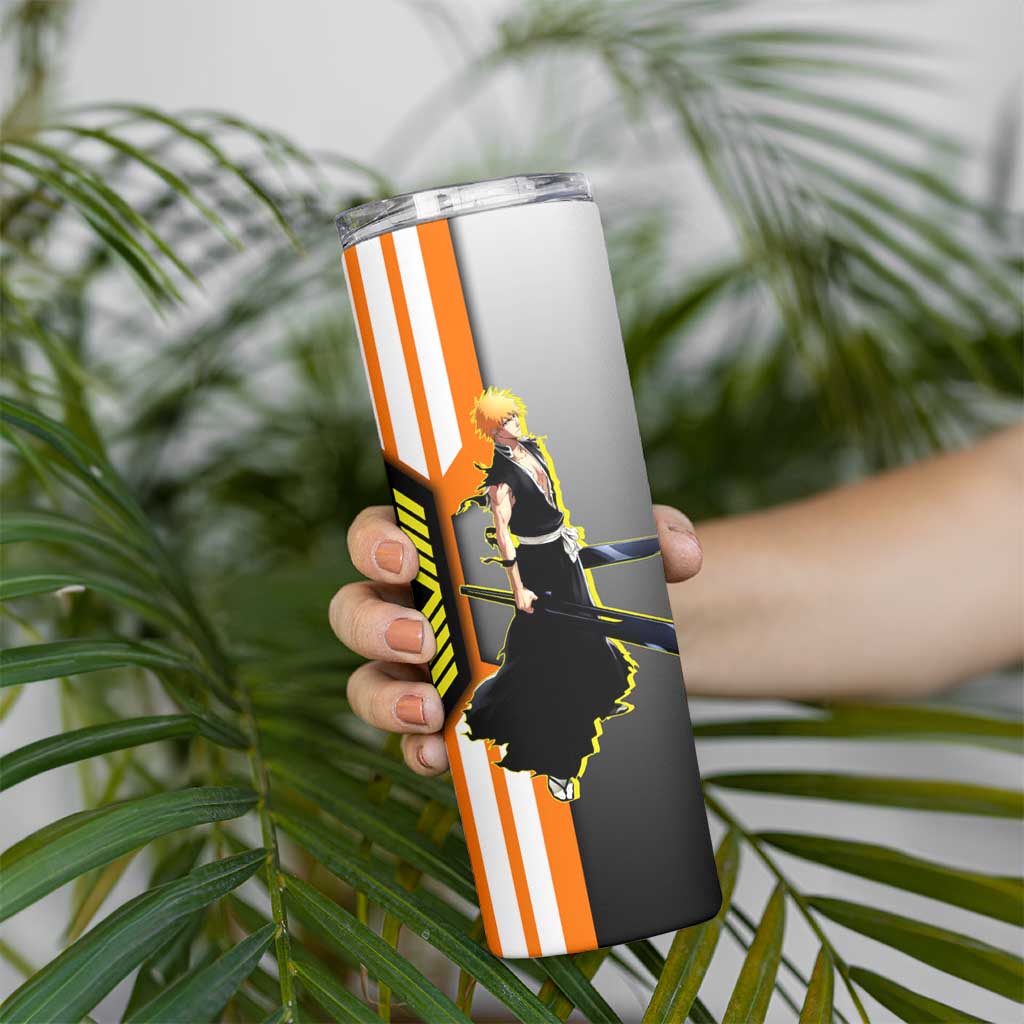 Ichigo Kurosaki from Bleach Skinny Tumbler with Sword and Battle Ready Pose Design - The Mazicc