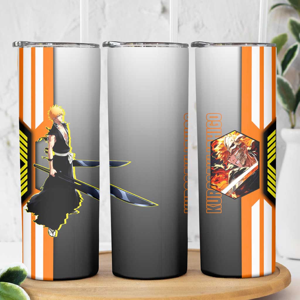 Ichigo Kurosaki from Bleach Skinny Tumbler with Sword and Battle Ready Pose Design - The Mazicc