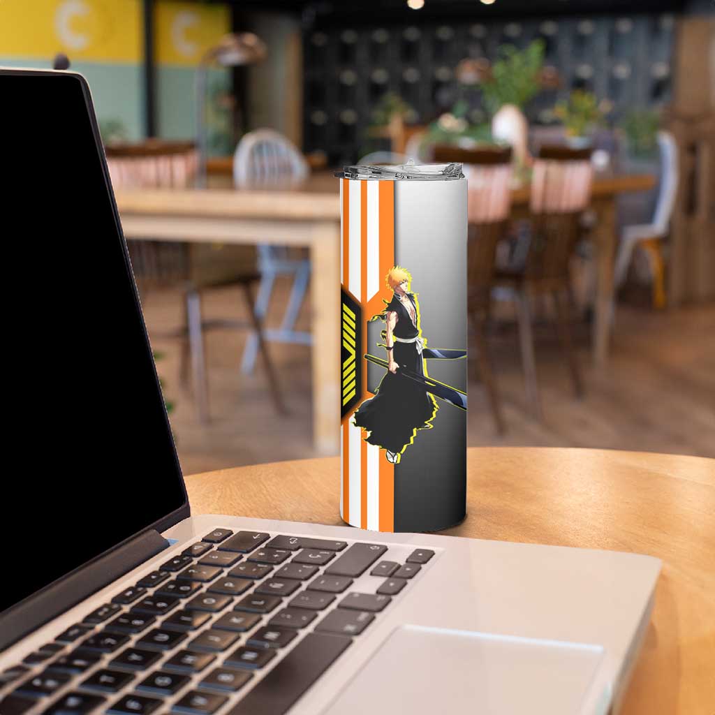 Ichigo Kurosaki from Bleach Skinny Tumbler with Sword and Battle Ready Pose Design - The Mazicc