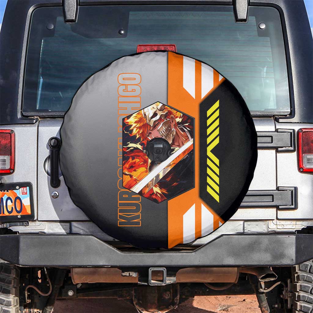 Ichigo Kurosaki from Bleach Spare Tire Cover with Sword and Battle Ready Pose Design - The Mazicc
