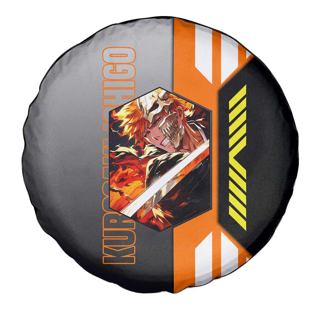 Ichigo Kurosaki from Bleach Spare Tire Cover with Sword and Battle Ready Pose Design - The Mazicc