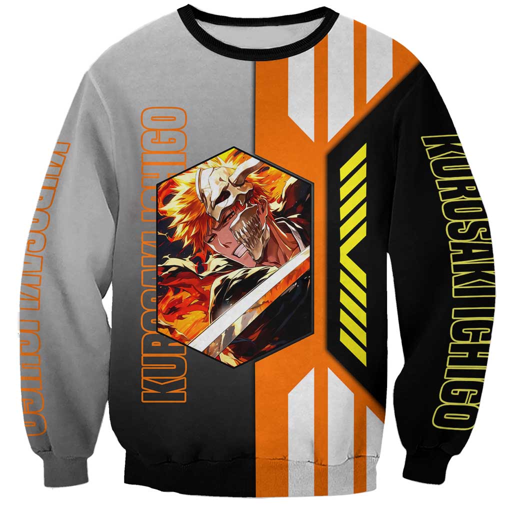 Ichigo Kurosaki from Bleach Sweatshirt with Sword and Battle Ready Pose Design - The Mazicc
