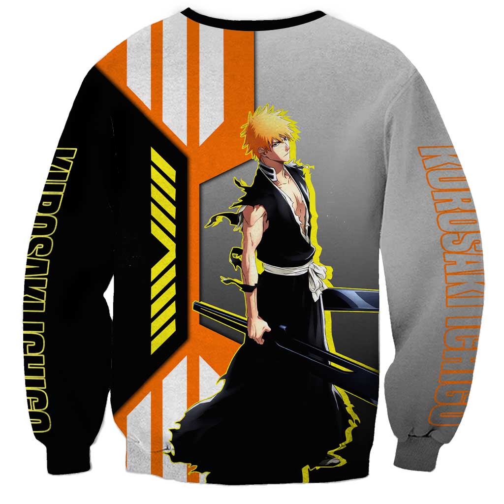 Ichigo Kurosaki from Bleach Sweatshirt with Sword and Battle Ready Pose Design - The Mazicc