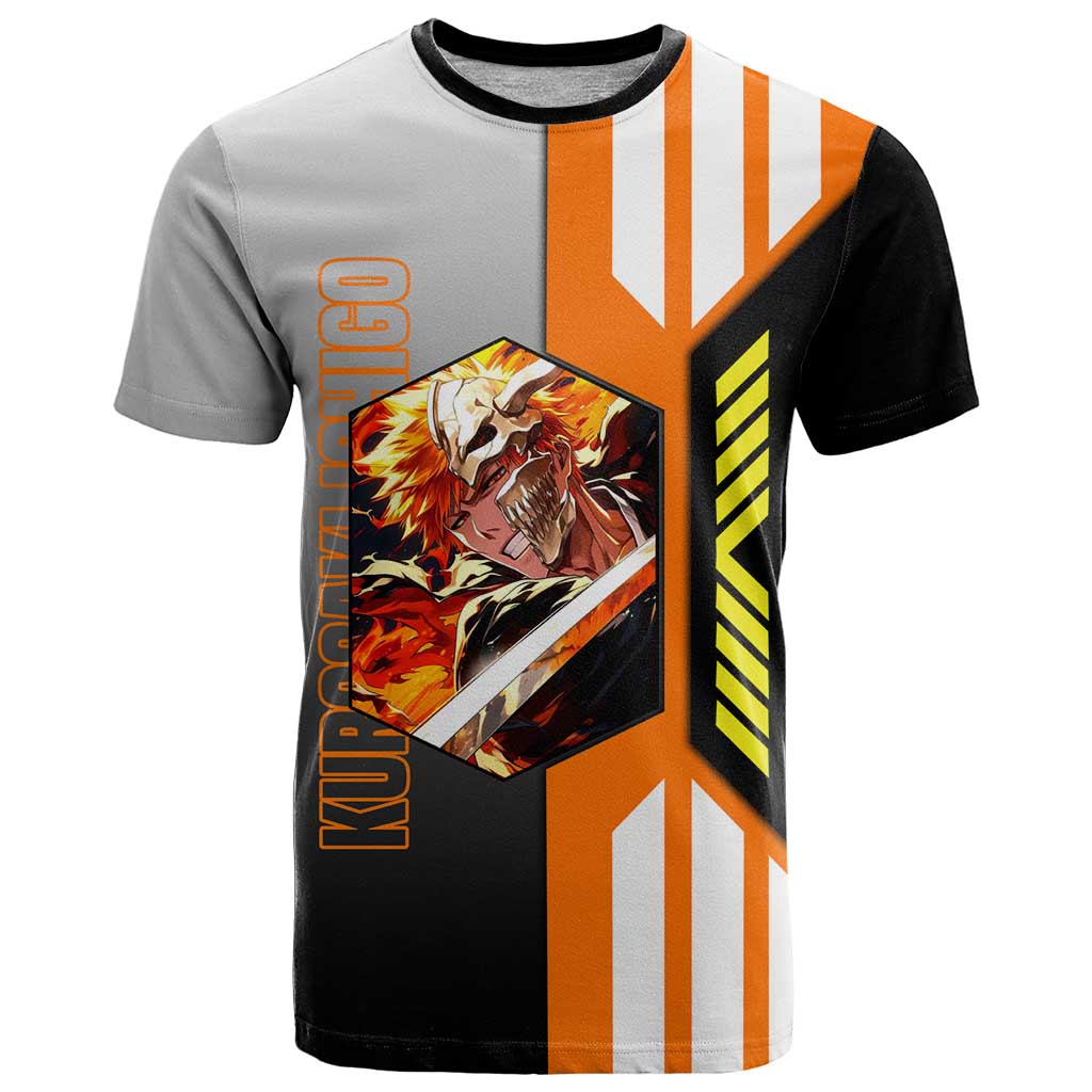 Ichigo Kurosaki from Bleach T Shirt with Sword and Battle Ready Pose Design - The Mazicc