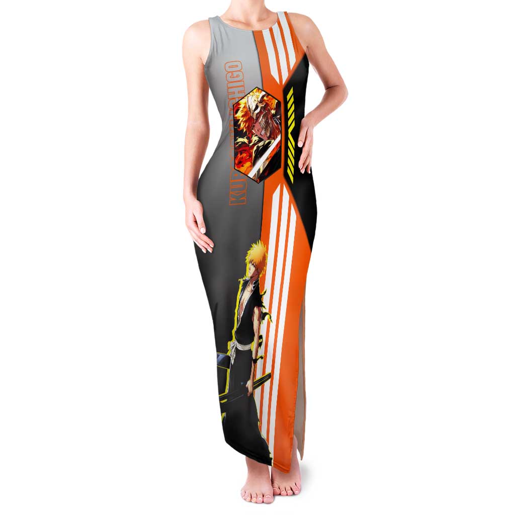 Ichigo Kurosaki from Bleach Tank Maxi Dress with Sword and Battle Ready Pose Design - The Mazicc