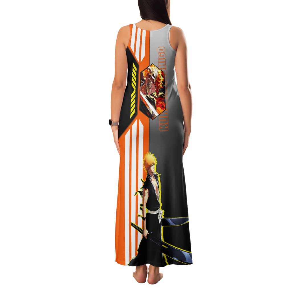 Ichigo Kurosaki from Bleach Tank Maxi Dress with Sword and Battle Ready Pose Design - The Mazicc