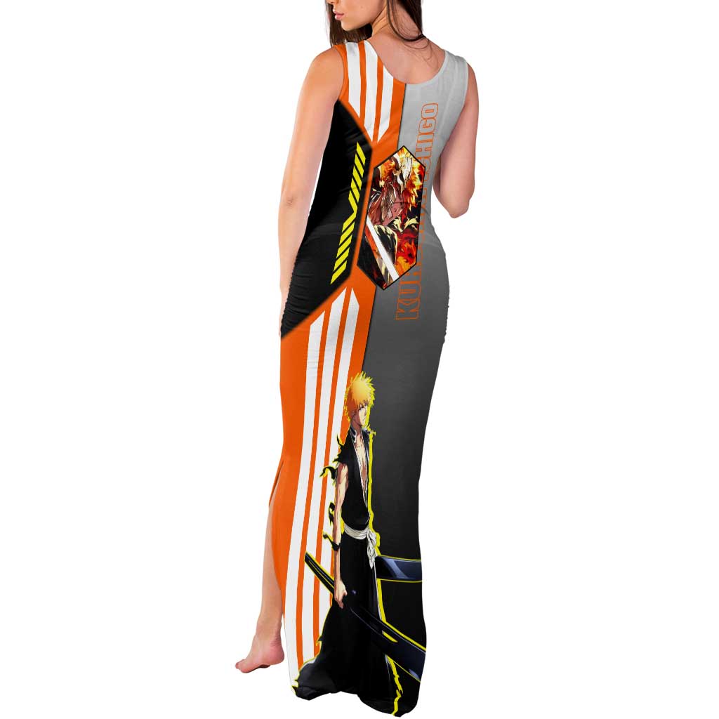 Ichigo Kurosaki from Bleach Tank Maxi Dress with Sword and Battle Ready Pose Design - The Mazicc