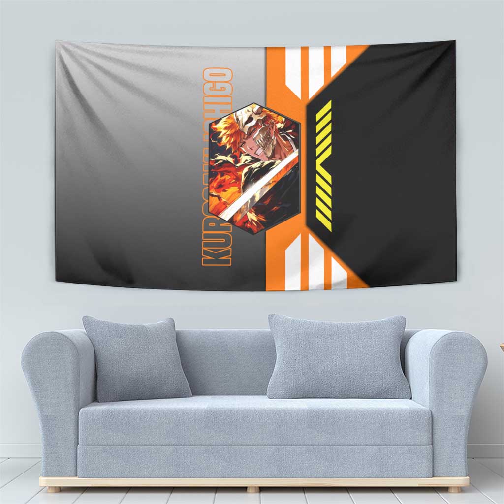 Ichigo Kurosaki from Bleach Tapestry with Sword and Battle Ready Pose Design - The Mazicc