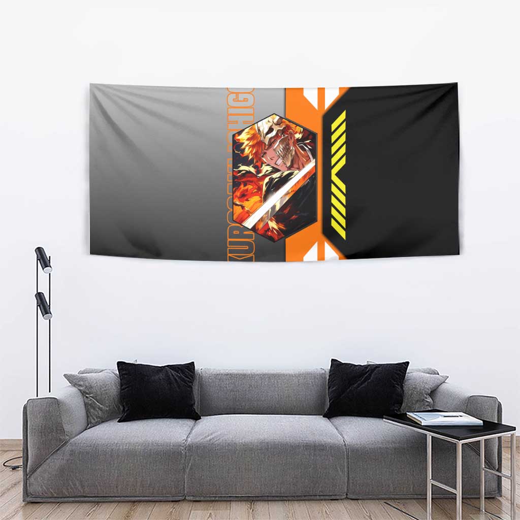 Ichigo Kurosaki from Bleach Tapestry with Sword and Battle Ready Pose Design - The Mazicc