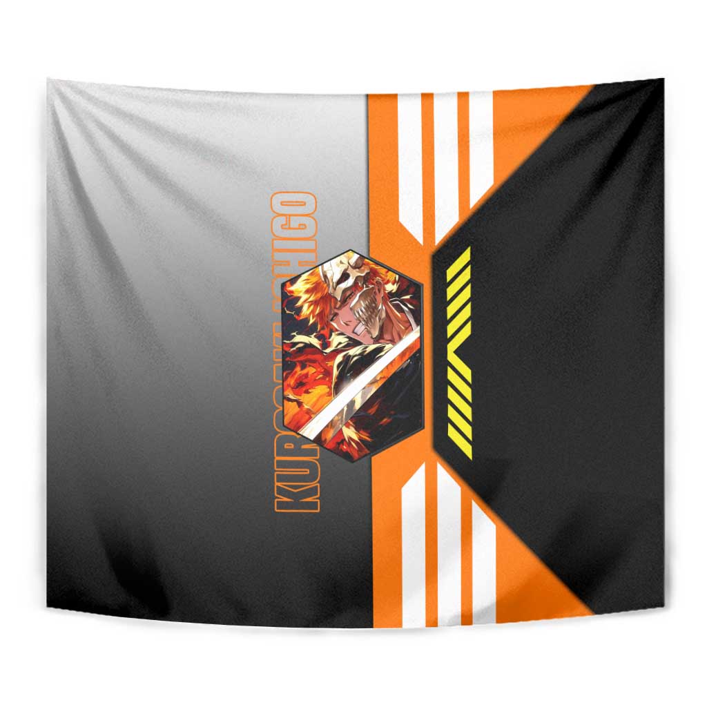 Ichigo Kurosaki from Bleach Tapestry with Sword and Battle Ready Pose Design - The Mazicc