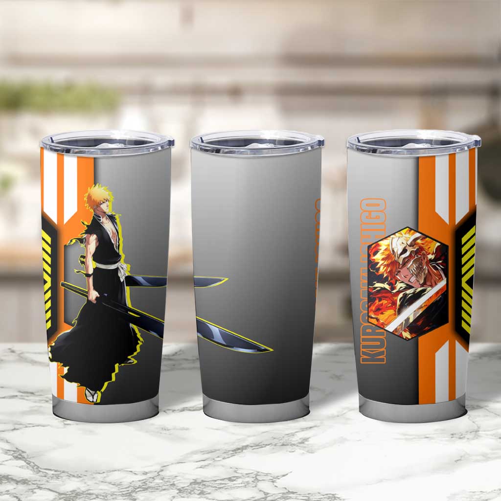Ichigo Kurosaki from Bleach Tumbler Cup with Sword and Battle Ready Pose Design - The Mazicc