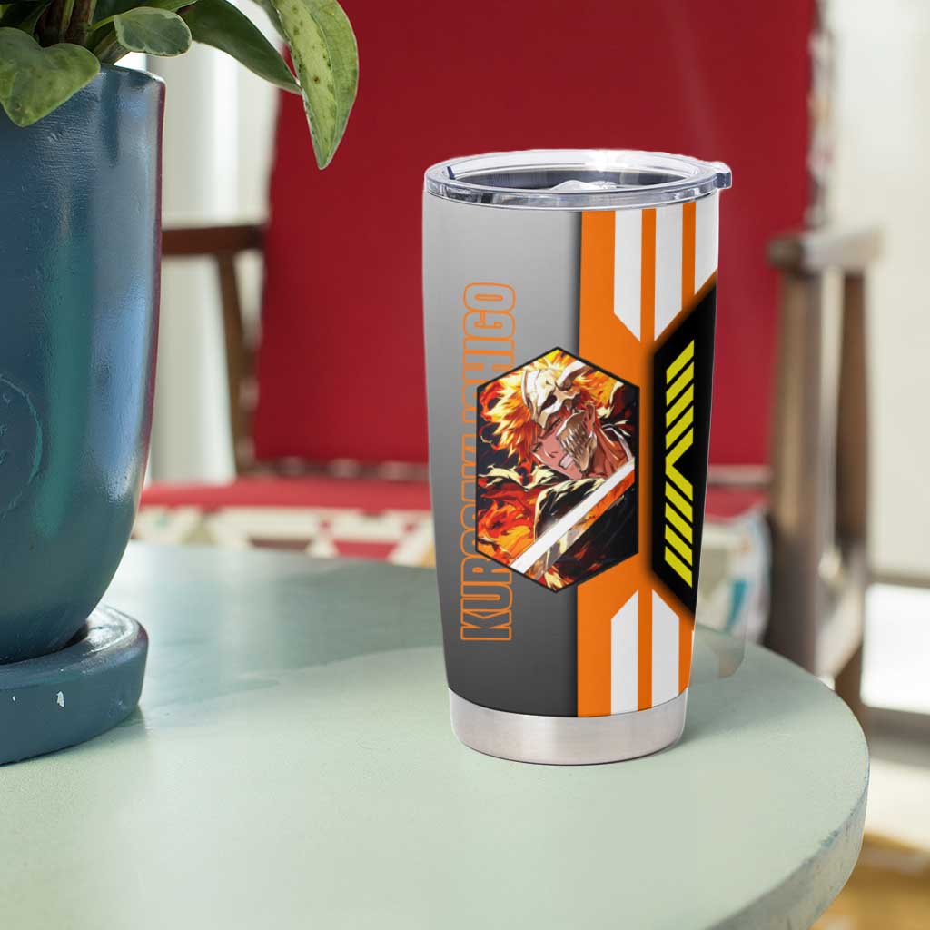 Ichigo Kurosaki from Bleach Tumbler Cup with Sword and Battle Ready Pose Design - The Mazicc