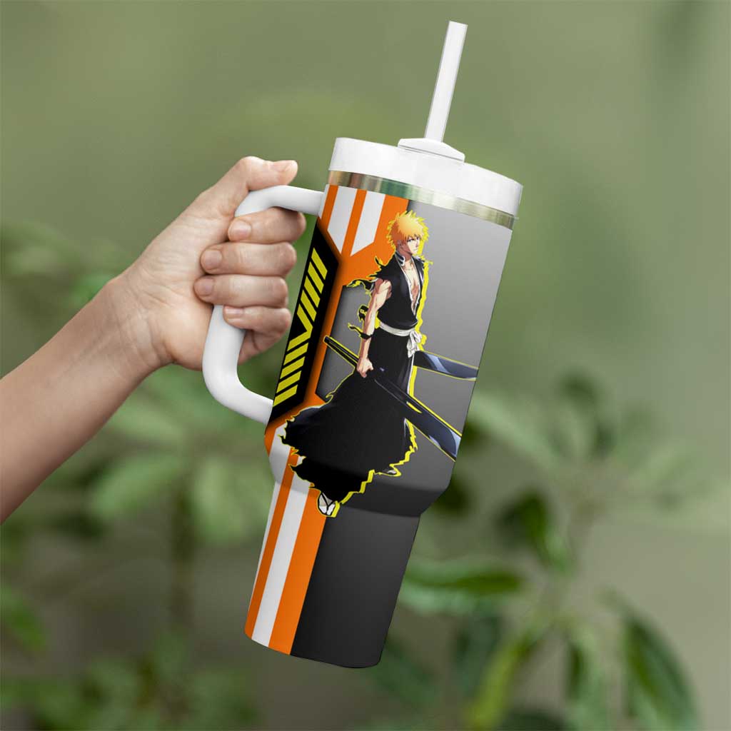 Ichigo Kurosaki from Bleach Tumbler With Handle with Sword and Battle Ready Pose Design - The Mazicc