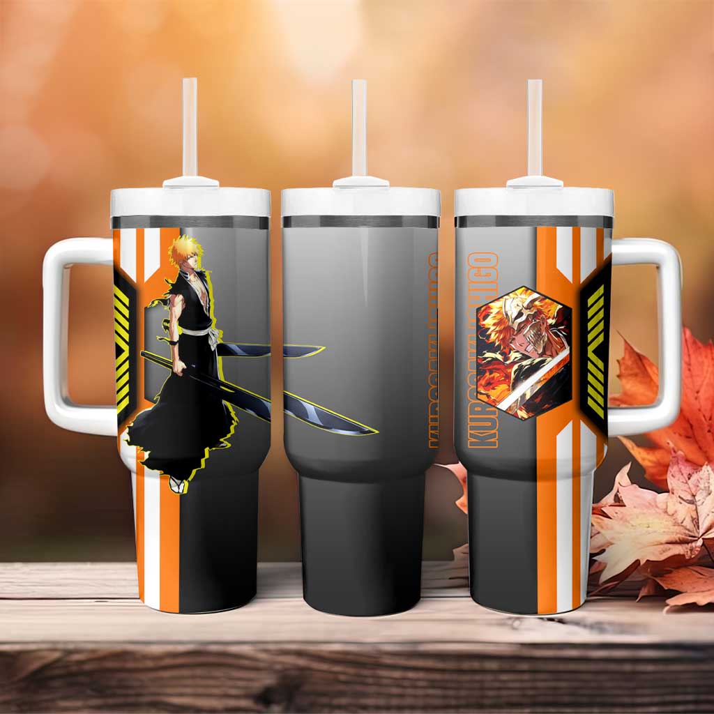 Ichigo Kurosaki from Bleach Tumbler With Handle with Sword and Battle Ready Pose Design - The Mazicc