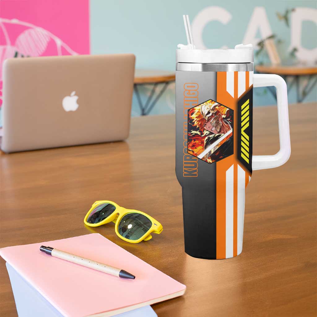 Ichigo Kurosaki from Bleach Tumbler With Handle with Sword and Battle Ready Pose Design - The Mazicc
