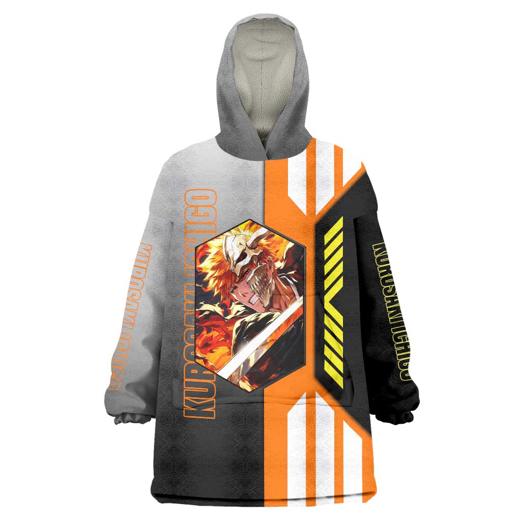 Ichigo Kurosaki from Bleach Wearable Blanket Hoodie with Sword and Battle Ready Pose Design - The Mazicc