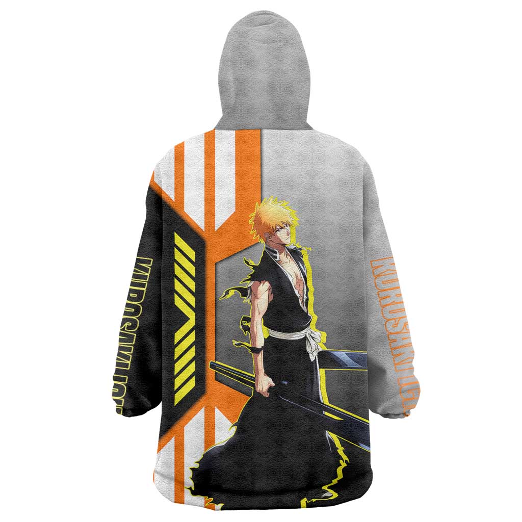 Ichigo Kurosaki from Bleach Wearable Blanket Hoodie with Sword and Battle Ready Pose Design - The Mazicc