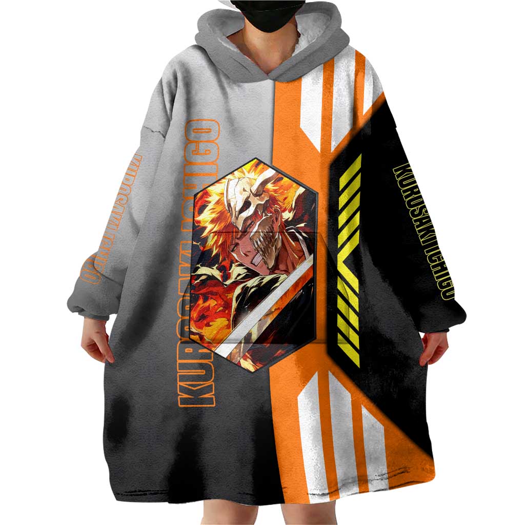 Ichigo Kurosaki from Bleach Wearable Blanket Hoodie with Sword and Battle Ready Pose Design - The Mazicc