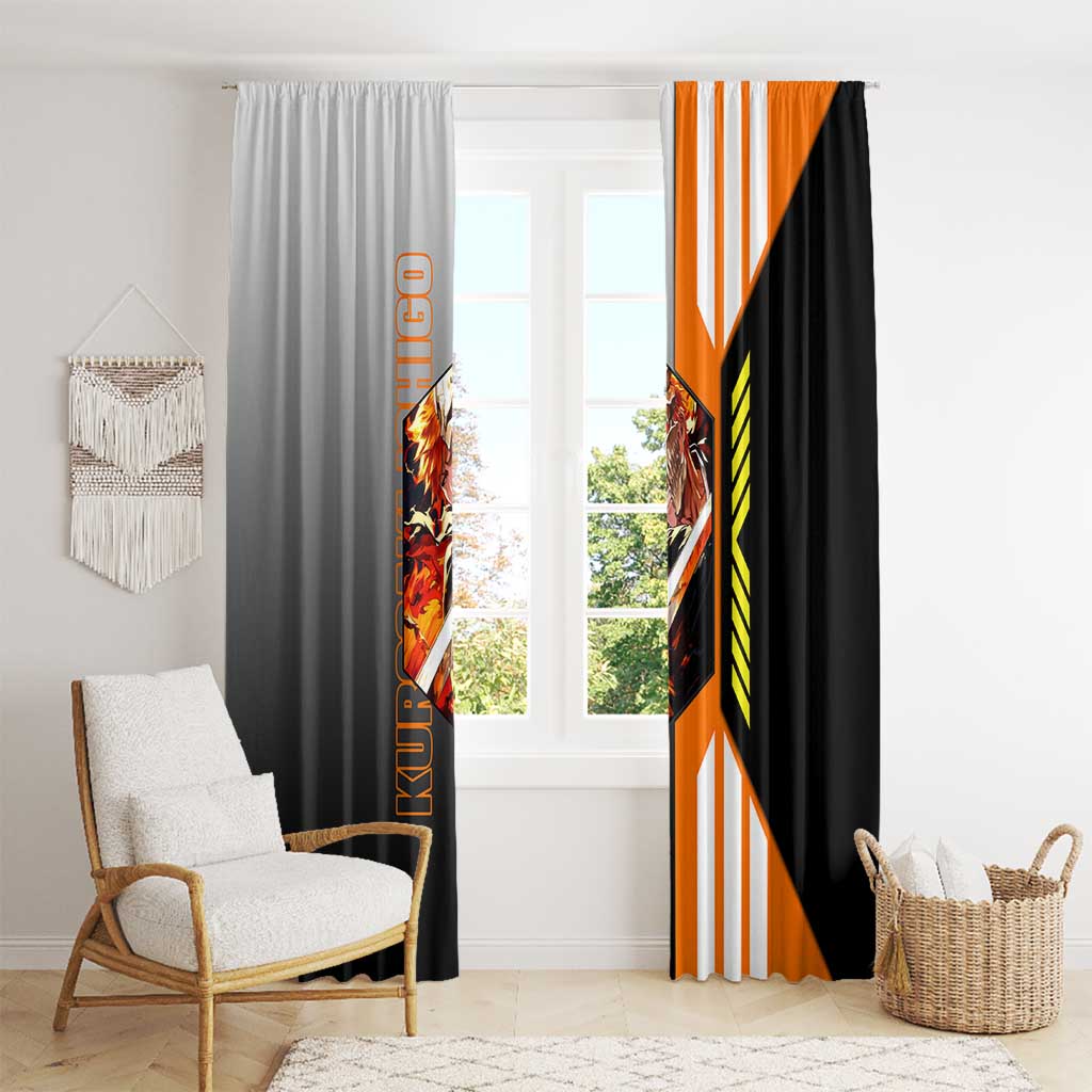Ichigo Kurosaki from Bleach Window Curtain with Sword and Battle Ready Pose Design - The Mazicc