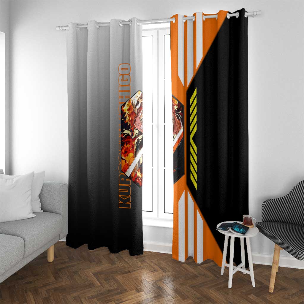 Ichigo Kurosaki from Bleach Window Curtain with Sword and Battle Ready Pose Design - The Mazicc