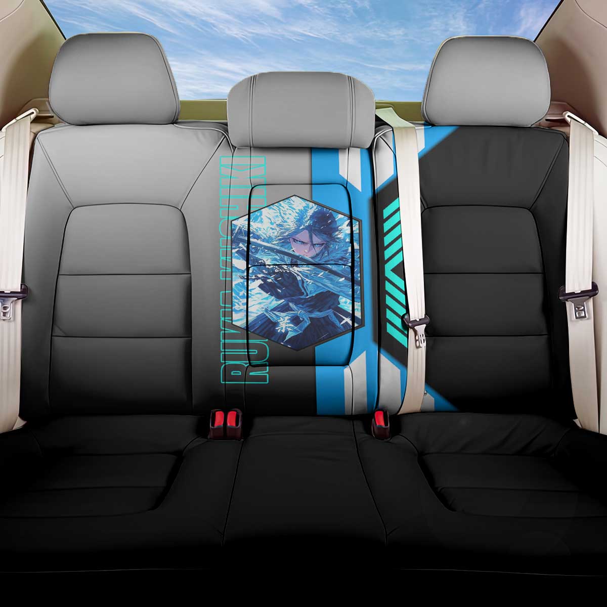 Rukia Kuchiki from Bleach Back Car Seat Cover with Sword and Ice Powers Pose Design - The Mazicc