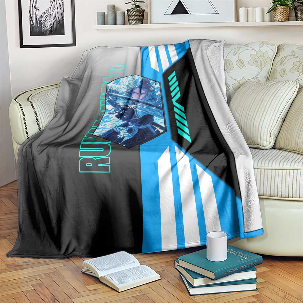 Rukia Kuchiki from Bleach Blanket with Sword and Ice Powers Pose Design - The Mazicc