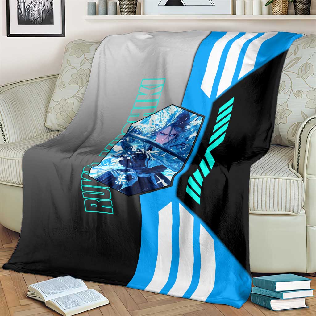 Rukia Kuchiki from Bleach Blanket with Sword and Ice Powers Pose Design - The Mazicc