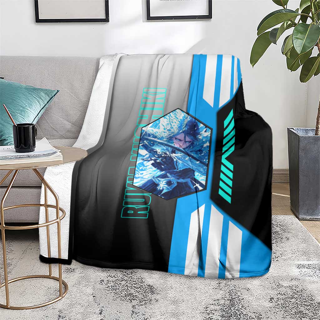 Rukia Kuchiki from Bleach Blanket with Sword and Ice Powers Pose Design - The Mazicc