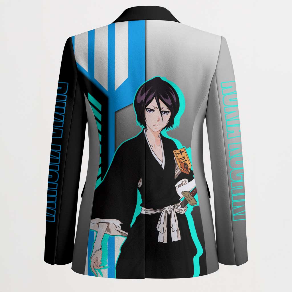 Rukia Kuchiki from Bleach Blazer with Sword and Ice Powers Pose Design - The Mazicc