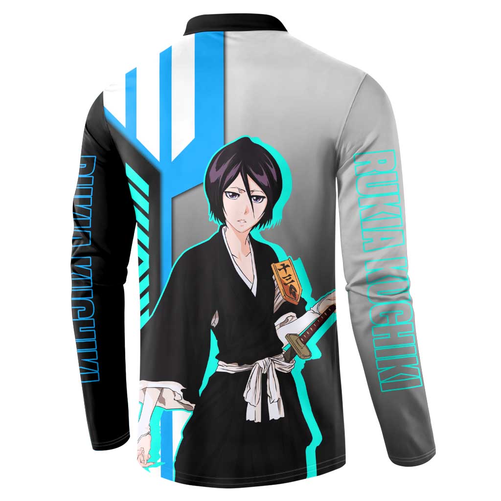 Rukia Kuchiki from Bleach Button Sweatshirt with Sword and Ice Powers Pose Design - The Mazicc