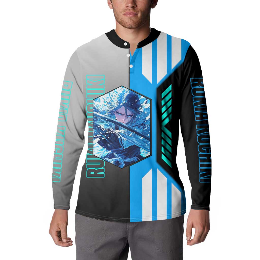 Rukia Kuchiki from Bleach Button Sweatshirt with Sword and Ice Powers Pose Design - The Mazicc