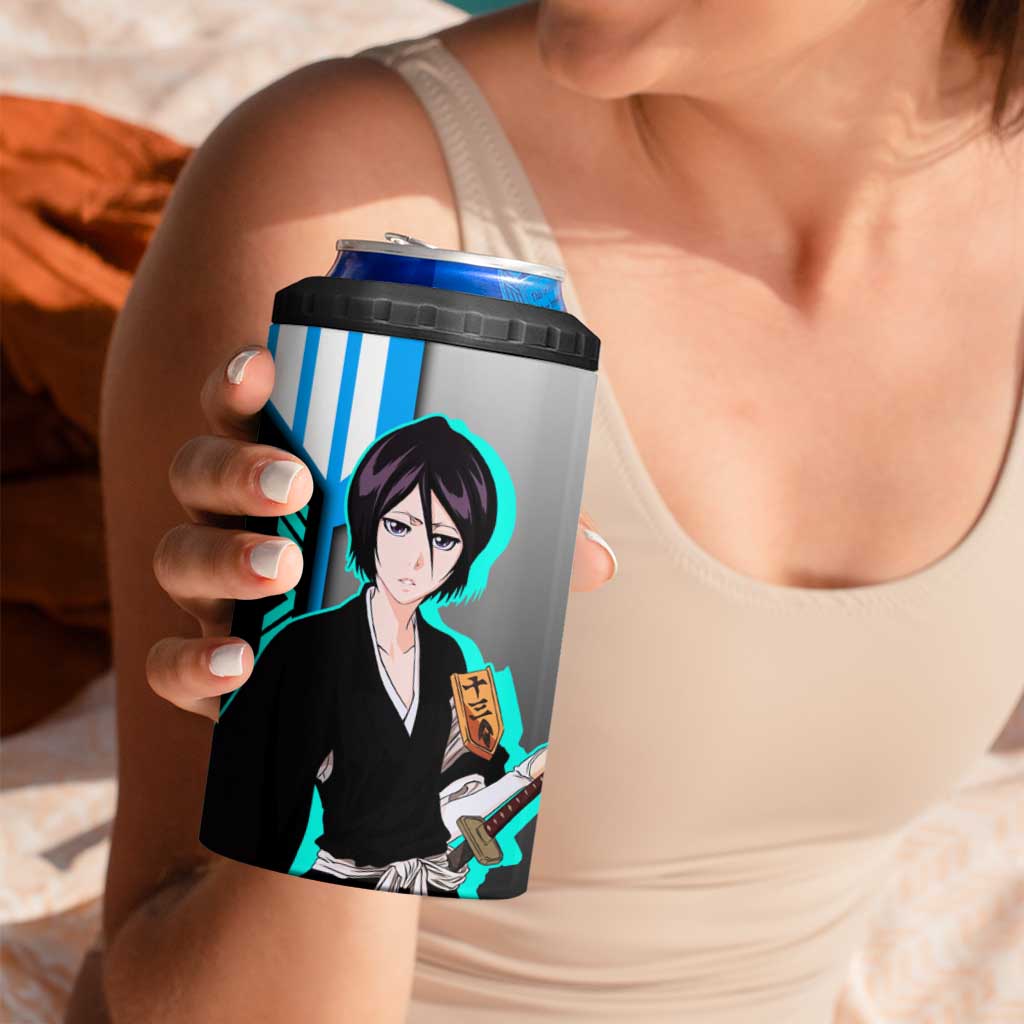 Rukia Kuchiki from Bleach 4 in 1 Can Cooler Tumbler with Sword and Ice Powers Pose Design - The Mazicc
